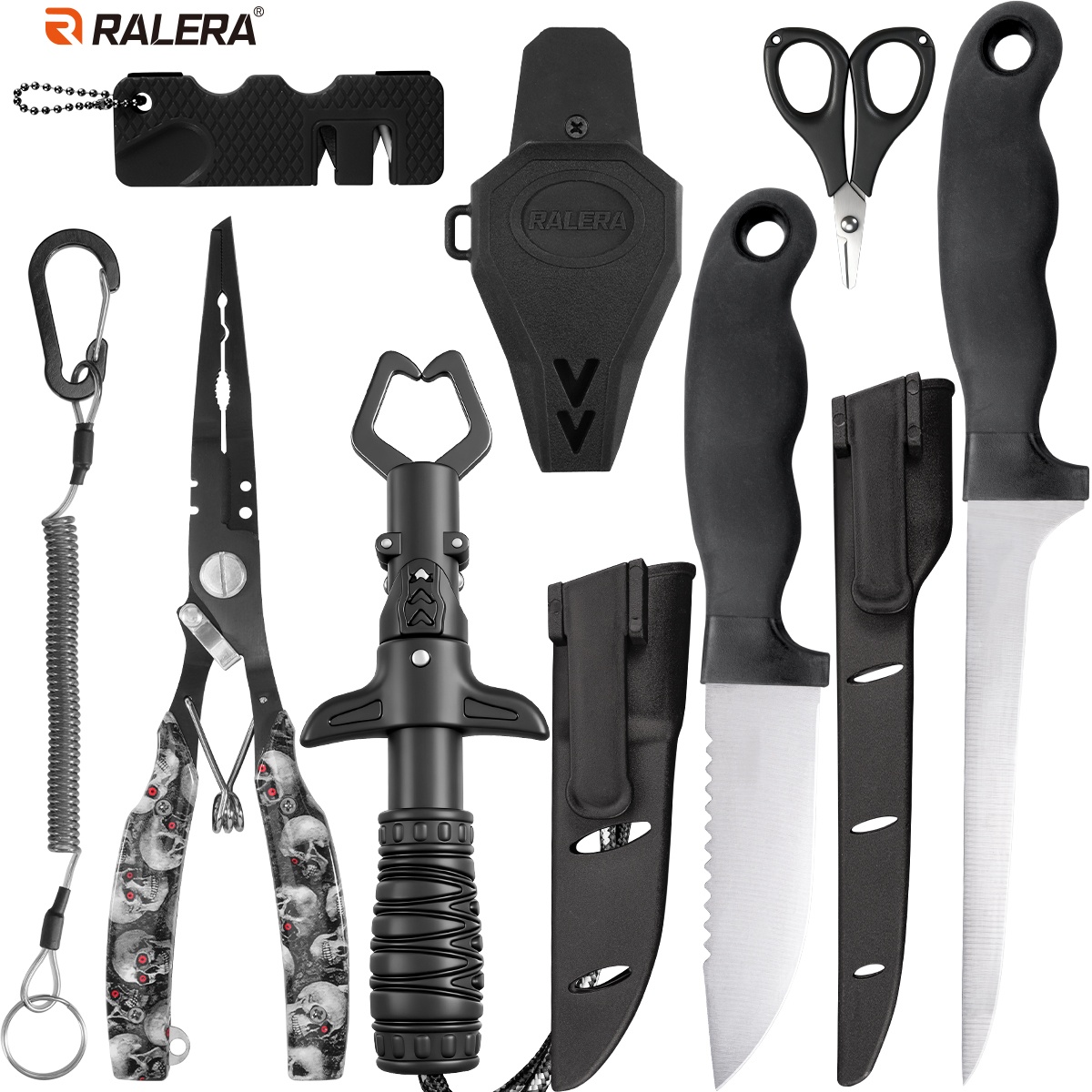 Fishing Equipment Essentials - Angelzangen-Ausrüstung: Fischgreifer, Angelzange, Fischschere, Angelmesser, Komplettset,