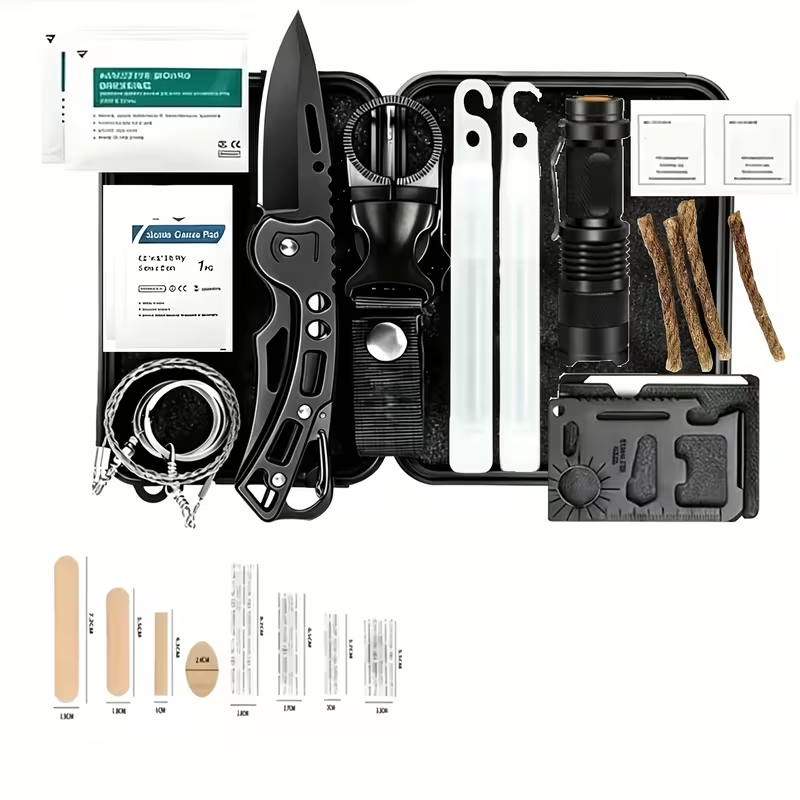 Fishing Equipment Essentials - 62-teiliges Überlebensausrüstungsset, taktisches Messerset für Herren