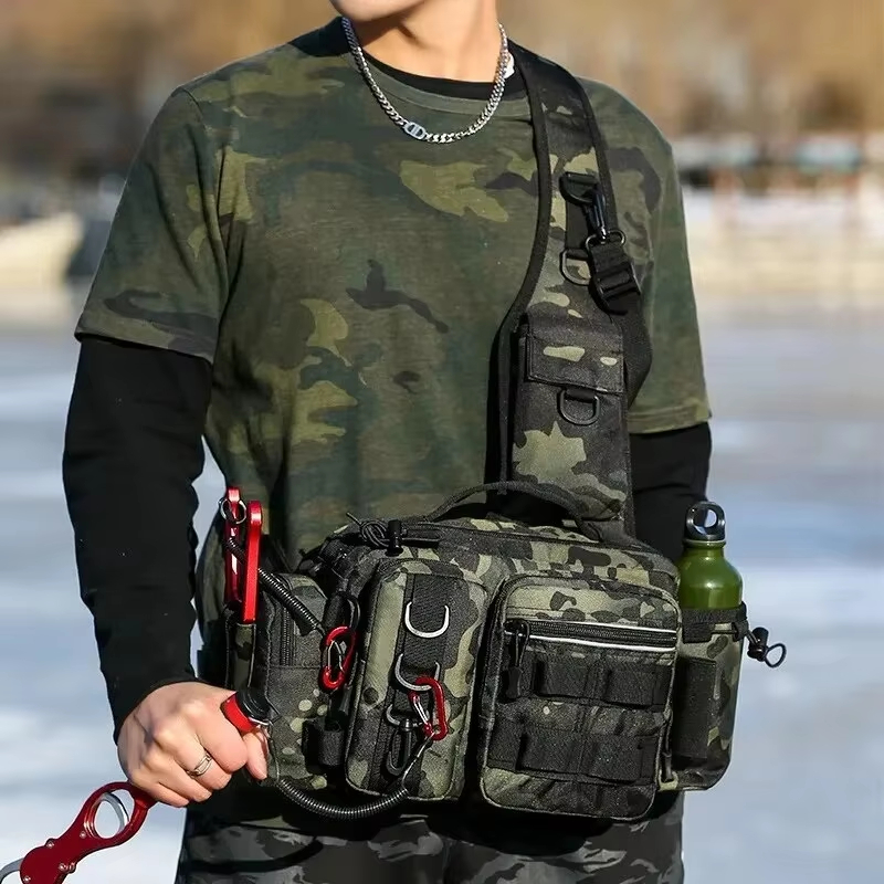 Fishing Equipment Bag - Taktische Outdoor-Camping-Klettertasche, Crossbody-Angeltasche, Aufbewahrungsrucksack für Trekking,